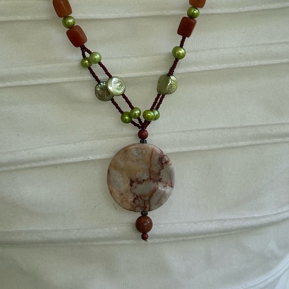 Artisan Earthy Beaded Necklace crafted from Natural stonesRed Creek jasper - Picture 3 of 6